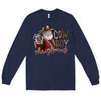 Navy cowboy christmas Long Sleeve Tee - SublimationCraftShop