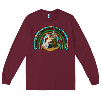 Burgundy holy family rainbow Long Sleeve Tee - RanaPortraitStore