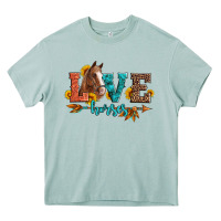 Arona love horses  leather turquoise leopard Heavy Core Tee - Artiststas