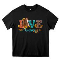 Black love horses  leather turquoise leopard Heavy Core Tee - Artiststas