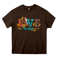Chocolate Brown love horses  leather turquoise leopard Heavy Core Tee - Artiststas