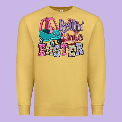 Easter Day Rollin Into Easter Toddler Car Premium Sweatshirt Designed By Oliviacreatesart