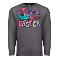 Charcoal Heather Easter Day Rollin into Easter toddler car Premium Sweatshirt - OliviaCreatesArt