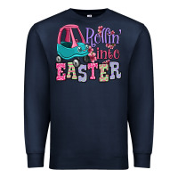 Navy Easter Day Rollin into Easter toddler car Premium Sweatshirt - OliviaCreatesArt