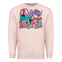 Pale Pink Easter Day Rollin into Easter toddler car Premium Sweatshirt - OliviaCreatesArt