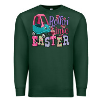 Sports Green Easter Day Rollin into Easter toddler car Premium Sweatshirt - OliviaCreatesArt