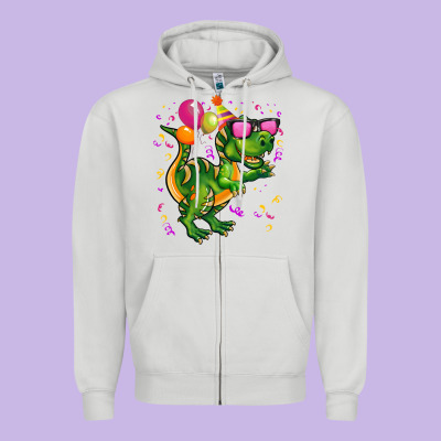 Birthday T Rex Pink Zipper Hoodie Designed By Cowgirlartshop