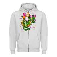 Dove Grey birthday t rex pink Zipper Hoodie - CowGirlArtShop