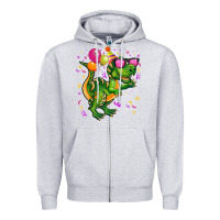Heather Grey birthday t rex pink Zipper Hoodie - CowGirlArtShop