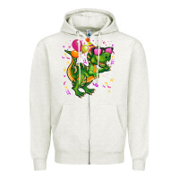 Oatmeal Heather birthday t rex pink Zipper Hoodie - CowGirlArtShop