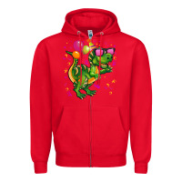 Red birthday t rex pink Zipper Hoodie - CowGirlArtShop