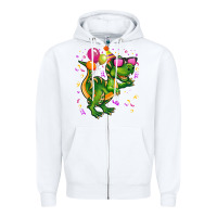 White birthday t rex pink Zipper Hoodie - CowGirlArtShop