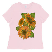 Bubblegum Pink sunflowers b Ladies Tee - Artiststas