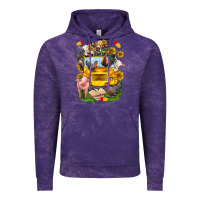 Cloud Purple farm animals with school bus Vintage Hoodie - NancyCooperArtShop