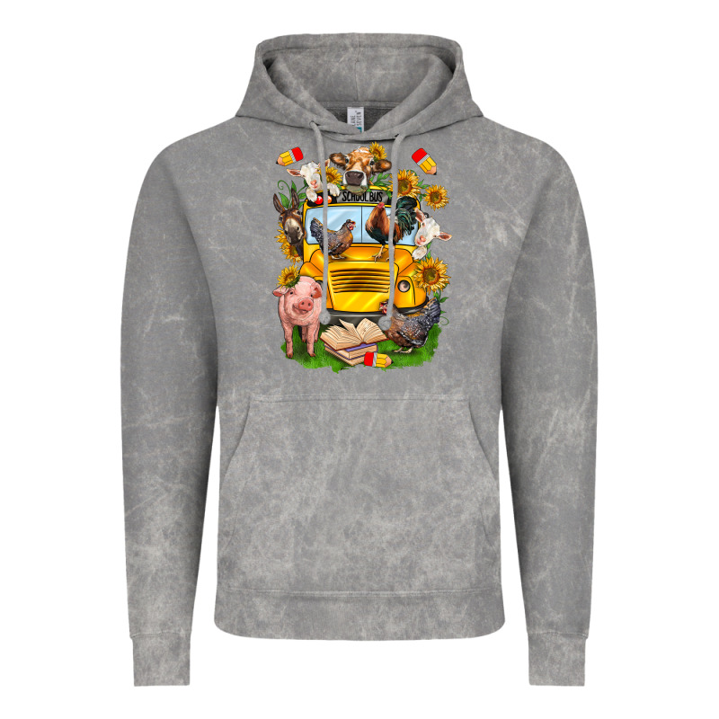 Farm Animals With School Bus Vintage Hoodie by NancyCooperArtShop | Teevron