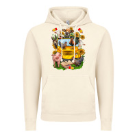 Vintage Artic farm animals with school bus Vintage Hoodie - NancyCooperArtShop