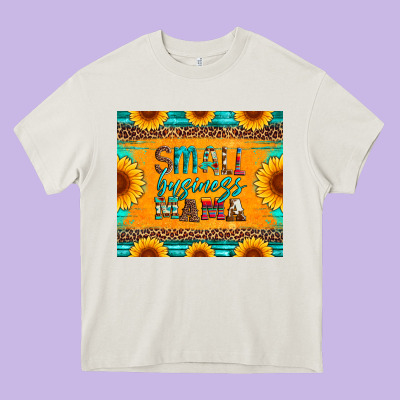 Small Business Mama Leopard Turquoise Aztec Serape Cowhide Sunflowers Heavy Core Tee Designed By Artiststas