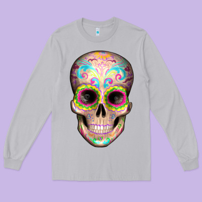 Mexican Skull Long Sleeve Tee Designed By Artiststas