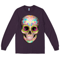 Plum Mexican Skull Long Sleeve Tee - Artiststas