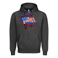 Charcoal Heather one nation under god Zipper Hoodie - CowGirlArtShop