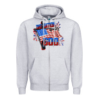 Heather Grey one nation under god Zipper Hoodie - CowGirlArtShop