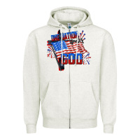 Oatmeal Heather one nation under god Zipper Hoodie - CowGirlArtShop