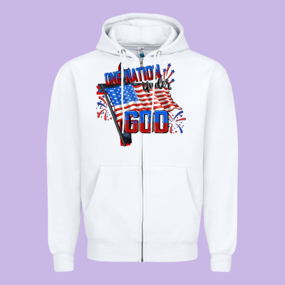 One Nation Under God Zipper Hoodie Designed By Cowgirlartshop