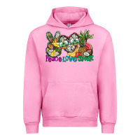 Fuchsia Pink Peace Love Summer Urban Hoodie - CowhideDigitalArt