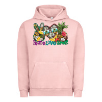 Pigment Salmon Peace Love Summer Urban Hoodie - CowhideDigitalArt