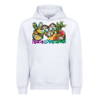 White Peace Love Summer Urban Hoodie - CowhideDigitalArt