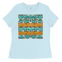 Baby Blue aztec cowhide seamless Ladies Tee - AdoDesignShop