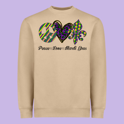 Mardi Gras Love Peace Heavyweight Sweatshirt Designed By Bettercallsaul