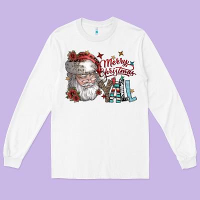 Merry Christmas Yall Long Sleeve Tee Designed By Sublimationcraftshop