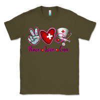 Army Green Peace Love Cna Classic Tee - RanaPortraitStore