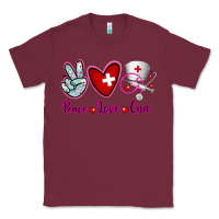 Burgundy Peace Love Cna Classic Tee - RanaPortraitStore