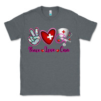 Charcoal Heather Peace Love Cna Classic Tee - RanaPortraitStore