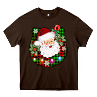 Chocolate Brown horseshoe santa Heavy Core Tee - AdoDesignShop
