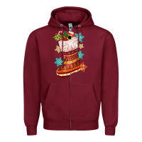 Burgundy christmas Zipper Hoodie - CowGirlArtShop