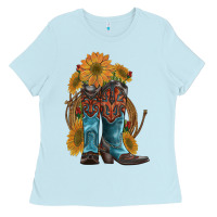 Western Boots With Sunflowers Ladies Tee | Teevron
