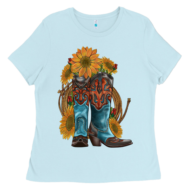 Western Boots With Sunflowers Ladies Tee by Artiststas | Teevron