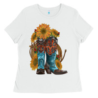 White western boots with sunflowers Ladies Tee - Artiststas