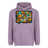 Lavender cowhide leopard turquoise sunflowers pattern olivia Heavyweight Hoodie - OliviaCreatesArt
