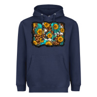 Navy cowhide leopard turquoise sunflowers pattern olivia Heavyweight Hoodie - OliviaCreatesArt
