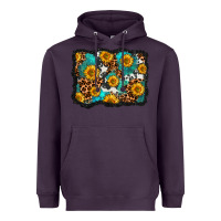 Plum cowhide leopard turquoise sunflowers pattern olivia Heavyweight Hoodie - OliviaCreatesArt