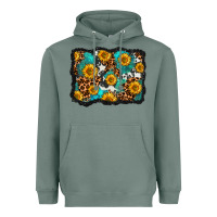 Sage cowhide leopard turquoise sunflowers pattern olivia Heavyweight Hoodie - OliviaCreatesArt