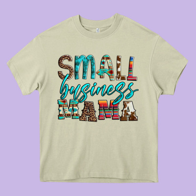 Small Business Mama Leopard Turquoise Aztec Serape Cowhide Heavy Core Tee Designed By Artiststas