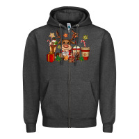 Charcoal Heather reindeer coffe cups christmas Zipper Hoodie - CowGirlArtShop