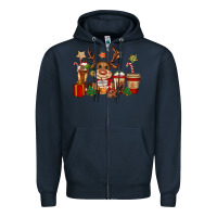 Navy reindeer coffe cups christmas Zipper Hoodie - CowGirlArtShop
