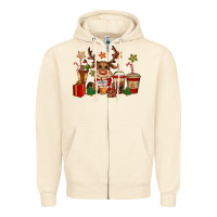Sandshell reindeer coffe cups christmas Zipper Hoodie - CowGirlArtShop