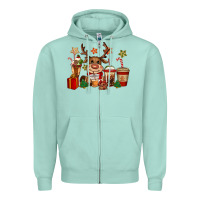 Seafoam reindeer coffe cups christmas Zipper Hoodie - CowGirlArtShop